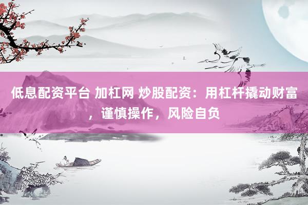 低息配资平台 加杠网 炒股配资：用杠杆撬动财富，谨慎操作，风险自负