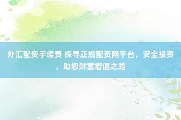外汇配资手续费 探寻正规配资网平台，安全投资，助您财富增值之路