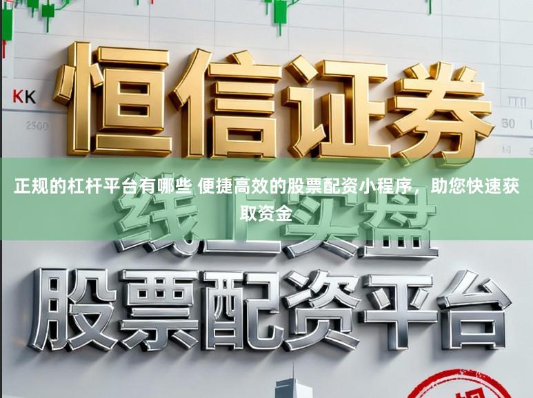 正规的杠杆平台有哪些 便捷高效的股票配资小程序,助您快速获取资金